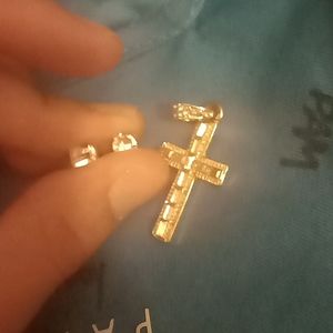 Diamond Earring and Necklace Piece (Cross) Set